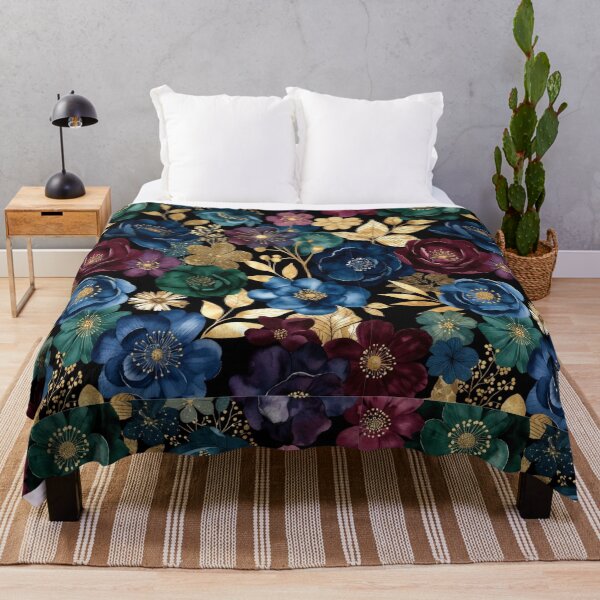 Item preview, Luxury Floral Pattern | Navy Blue & Burgundy Flowers | Gold Botanical Garden Design designed and sold by GalleryPeak.
