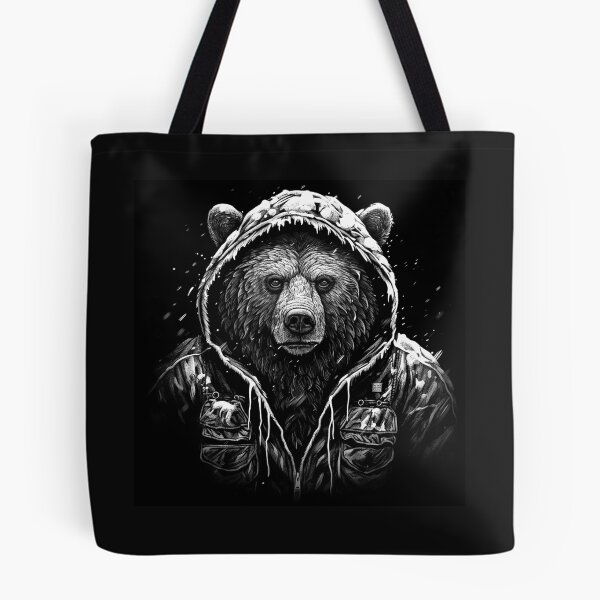 Item preview, Hooded Bear Dark Wildlife Portrait Art designed and sold by inkoutninja.