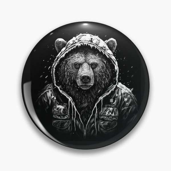 Item preview, Hooded Bear Dark Wildlife Portrait Art designed and sold by inkoutninja.