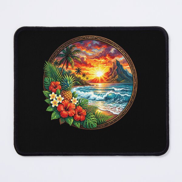 Item preview, Hibiscus Flowers with Hawaii Beach Landscape Summer Vacation designed and sold by Littermin.