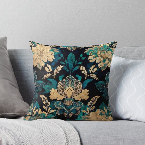 Item preview, Teal Gold Floral Pattern | Luxury Botanical Damask Design | Elegant Vintage Flower Artwork designed and sold by GalleryPeak.