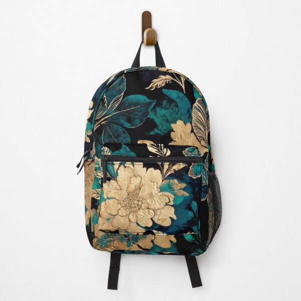 Item preview, Teal Gold Floral Pattern | Luxury Botanical Damask Design | Elegant Vintage Flower Artwork designed and sold by GalleryPeak.