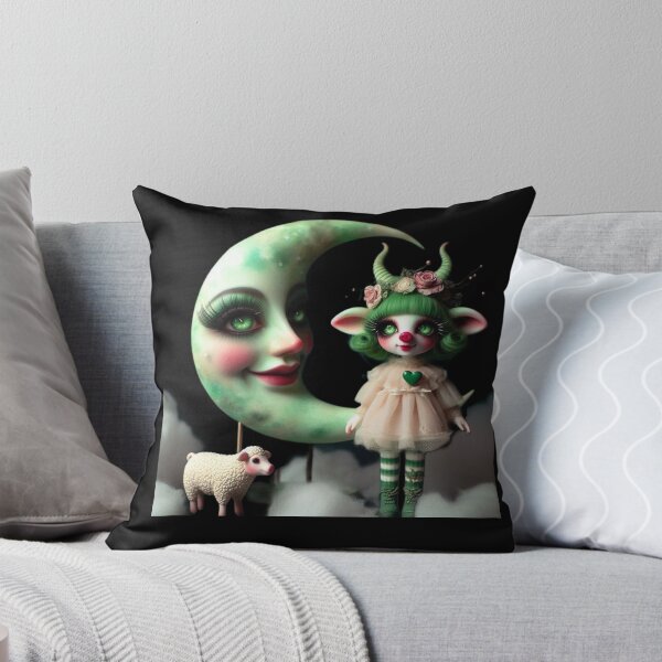 Item preview, Pastel Goth Green Fawn Doll and Crescent Moon designed and sold by LujziWorld.