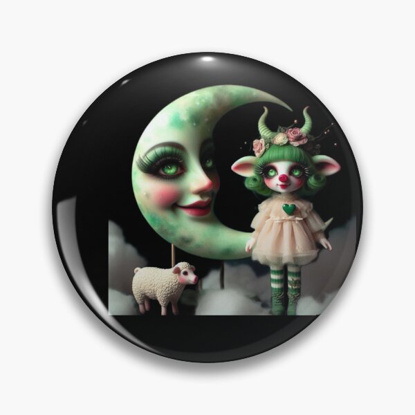 Item preview, Pastel Goth Green Fawn Doll and Crescent Moon designed and sold by LujziWorld.