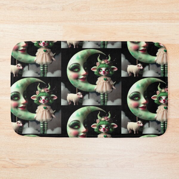 Item preview, Pastel Goth Green Fawn Doll and Crescent Moon designed and sold by LujziWorld.