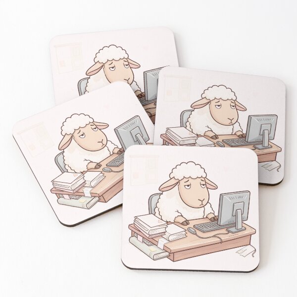Item preview, Sheep Burnout Sticker – Just Existing Work Meme designed and sold by SoftAuraStudi0.