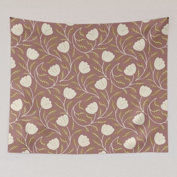 Item preview, Vintage floral pattern on a dusty purple background designed and sold by Sonja Birkelbach.