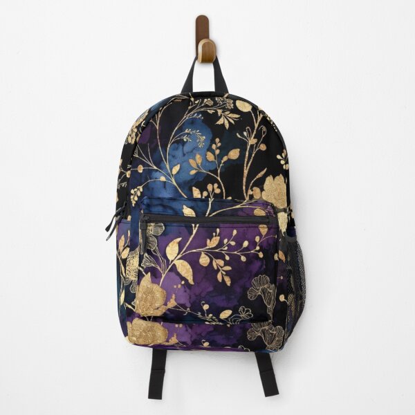 Item preview, Gold Botanical Watercolor Pattern | Purple Blue Floral Design | Luxury Dark Floral Artwork designed and sold by GalleryPeak.