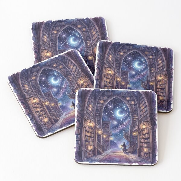 Item preview, Watercolor Celestial Library Surreal Painting designed and sold by ryanguas.