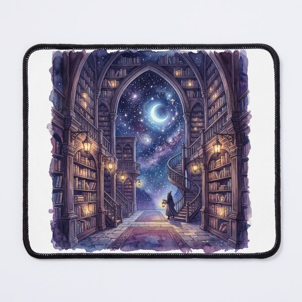 Item preview, Watercolor Celestial Library Surreal Painting designed and sold by ryanguas.