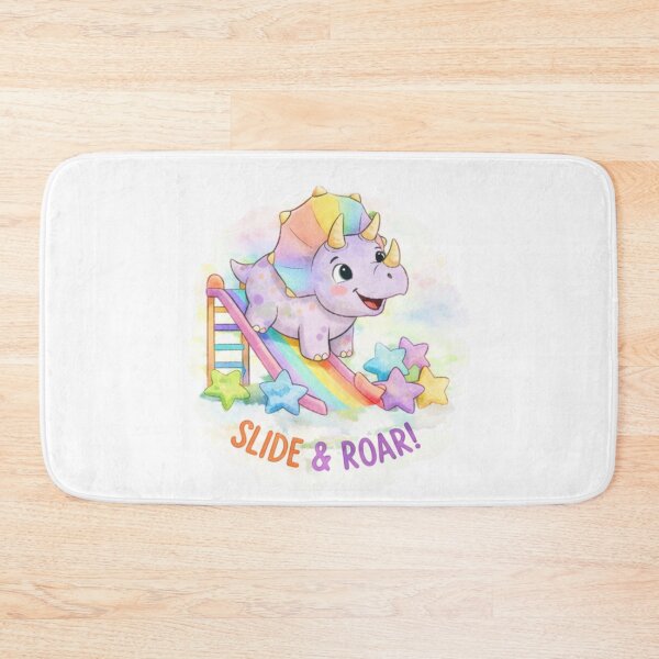 Item preview, Cute Rainbow Triceratops Slide – Kawaii Dinosaur Watercolor Illustration | Slide & Roar Kids Design designed and sold by JessLamunn89.