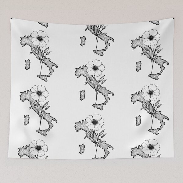 Item preview, Italy Boot Map with White Blossom – Minimal Italian Line Art Design designed and sold by EmeraldeaArt.