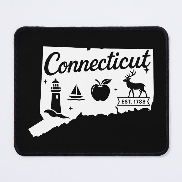 Item preview, Connecticut State Vintage Lighthouse Sailboat Deer Retro Map Art designed and sold by Sunflo67.