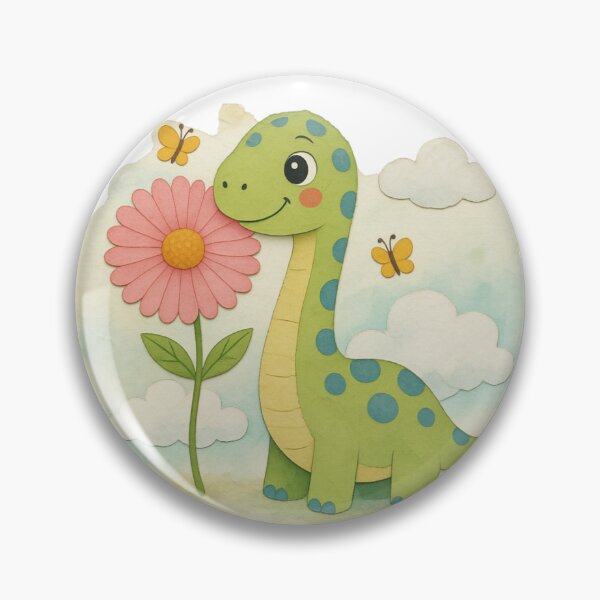 Item preview, )  Cute Long Neck Dinosaur – “Long Neck, Big Heart” green Dino Cartoon Illustration designed and sold by JessLamunn89.