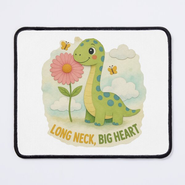Item preview, )  Cute Long Neck Dinosaur – “Long Neck, Big Heart” green Dino Cartoon Illustration designed and sold by JessLamunn89.