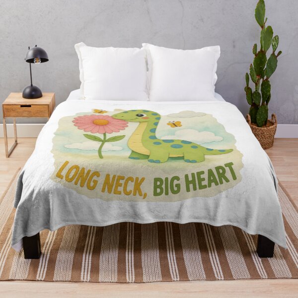 Item preview, )  Cute Long Neck Dinosaur – “Long Neck, Big Heart” green Dino Cartoon Illustration designed and sold by JessLamunn89.