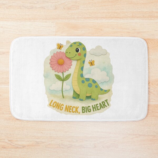 Item preview, )  Cute Long Neck Dinosaur – “Long Neck, Big Heart” green Dino Cartoon Illustration designed and sold by JessLamunn89.