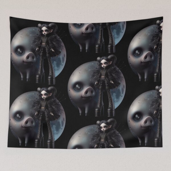 Item preview, Dark Gothic Ram Horned Doll and Cosmic Pig designed and sold by LujziWorld.