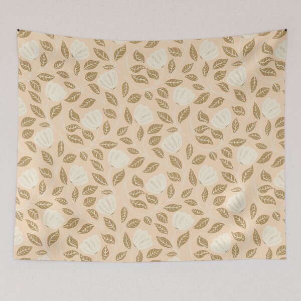 Item preview, Vintage floral pattern with golden leaves on a cream background designed and sold by Sonja Birkelbach.