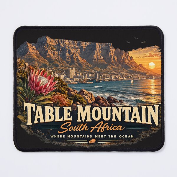Item preview, Table Mountain South Africa Vintage Travel Poster | Cape Town Sunset Graphic apparel designed and sold by Ashes to Artistry.