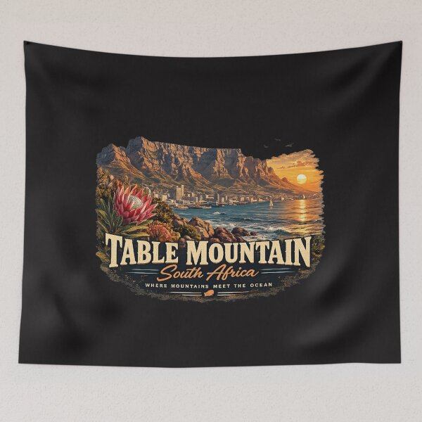 Item preview, Table Mountain South Africa Vintage Travel Poster | Cape Town Sunset Graphic apparel designed and sold by Ashes to Artistry.