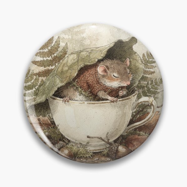 Item preview, Dormouse Asleep in a Teacup Storybook Art designed and sold by PictorialWhimsy.