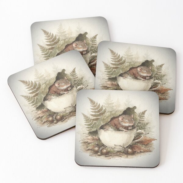 Item preview, Dormouse Asleep in a Teacup Storybook Art designed and sold by PictorialWhimsy.