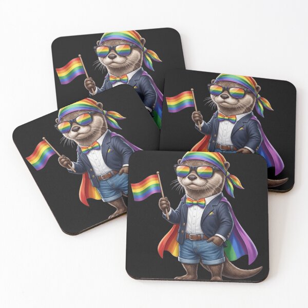 Item preview, Dapper Pride Otter - Rainbow Suit and Flag LGBTQ+ Ally Art designed and sold by haitrieuic96.
