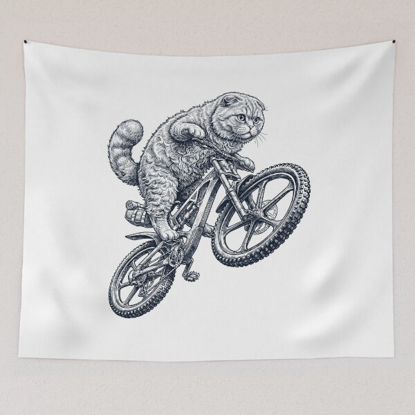 Item preview, Vintage Scottish Fold Cat Riding Bicycle Cycling Bike Kitten Lover designed and sold by TerryConnells.