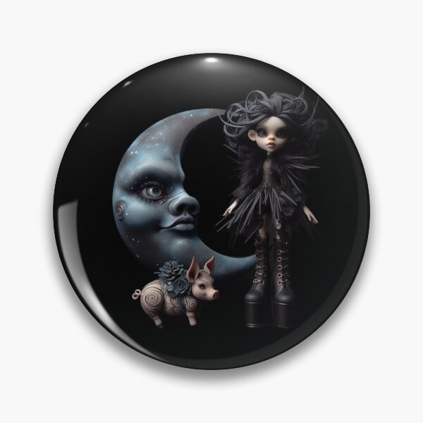 Item preview, Spooky Gothic Lolita Doll and Swirl Pattern Pig designed and sold by LujziWorld.
