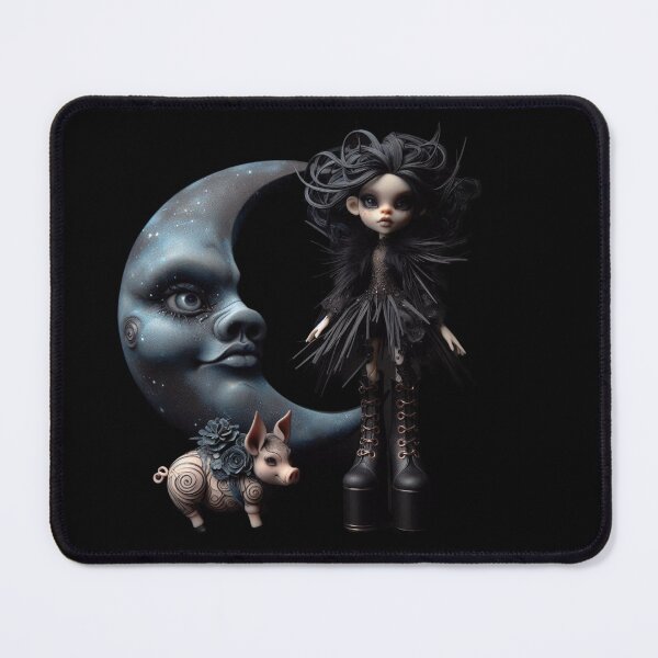Item preview, Spooky Gothic Lolita Doll and Swirl Pattern Pig designed and sold by LujziWorld.