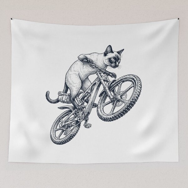 Item preview, Vintage Siamese Cat Riding Bicycle Cycling Bike Kitten Lover designed and sold by TerryConnells.