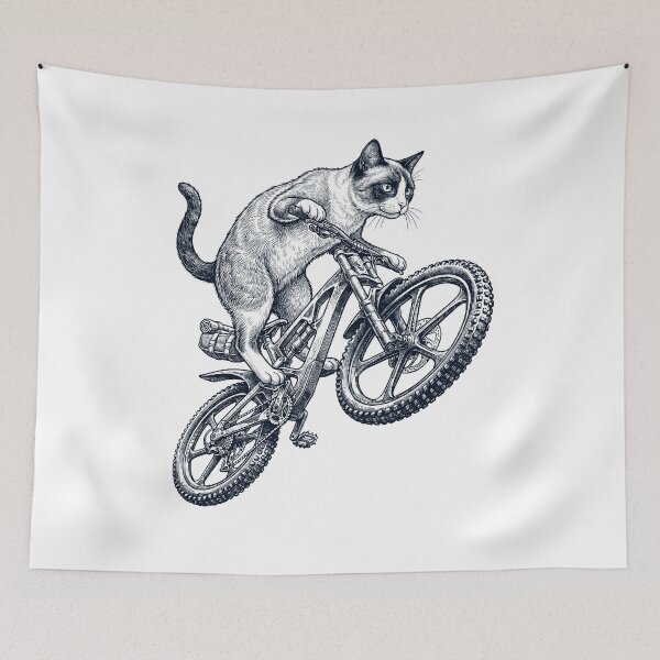 Item preview, Vintage Snowshoe Cat Riding Bicycle Cycling Bike Kitten Lover designed and sold by TerryConnells.