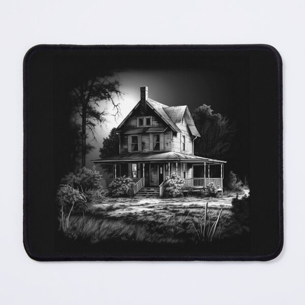 Item preview, Haunted Farmhouse Black and White Gothic Art designed and sold by inkoutninja.