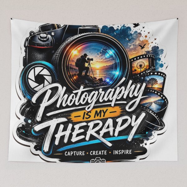 Item preview, Photography Is My Therapy Photographer Sticker designed and sold by Omanut Studio — By Ashwin..