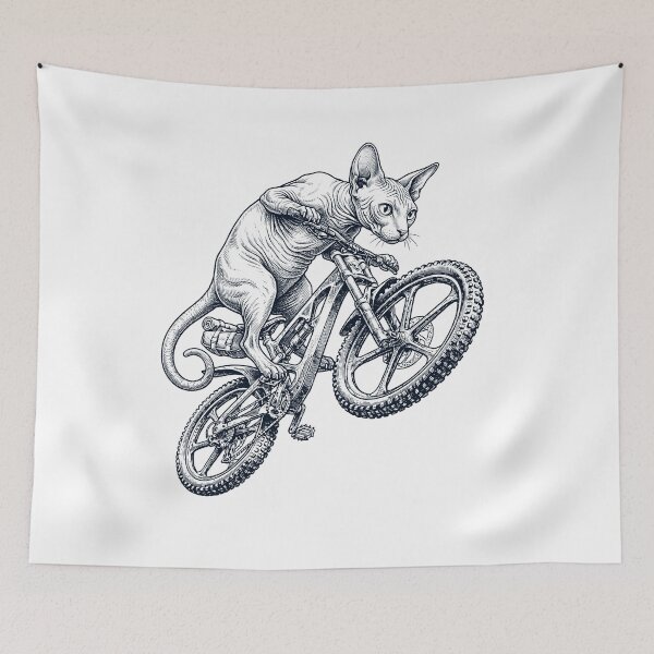 Item preview, Vintage Sphynx Cat Riding Bicycle Cycling Bike Kitten Lover designed and sold by TerryConnells.