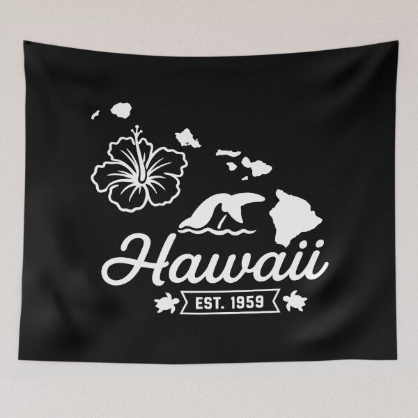 Item preview, Hawaii Vintage Hibiscus Wave Sea Turtle Island Retro Art designed and sold by Sunflo67.