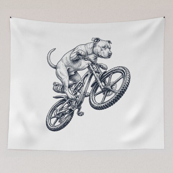 Item preview, Vintage Staffordshire Bull Terrier Riding Bicycle Cycling Bike Dog Lover designed and sold by TerryConnells.