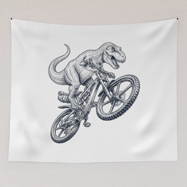 Item preview, Vintage T Rex Dinosaur Riding Bicycle Cycling Bike Animal Lover designed and sold by TerryConnells.
