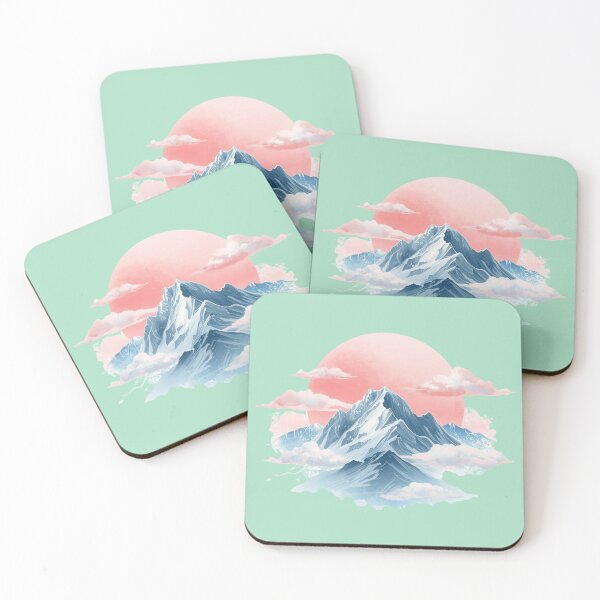 Item preview, Pastel Mountain Landscape – Dreamy Nature Illustration with Soft Clouds designed and sold by Art70shop.