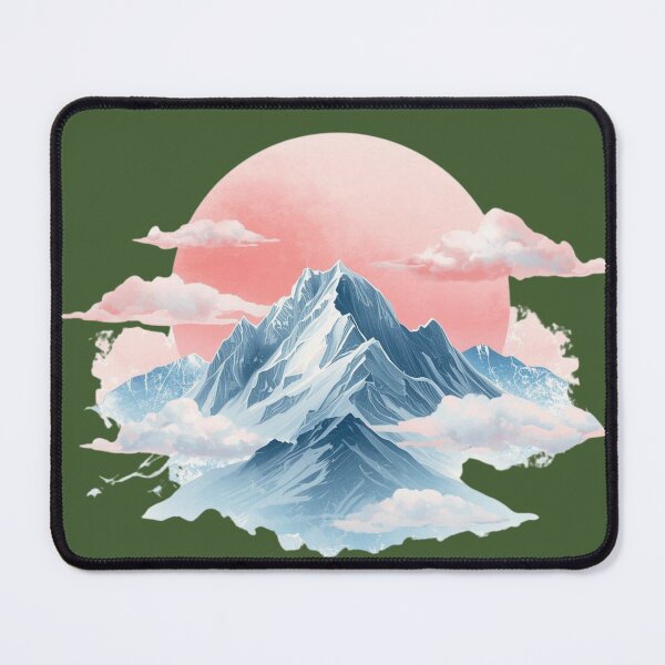 Item preview, Pastel Mountain Landscape – Dreamy Nature Illustration with Soft Clouds designed and sold by Art70shop.