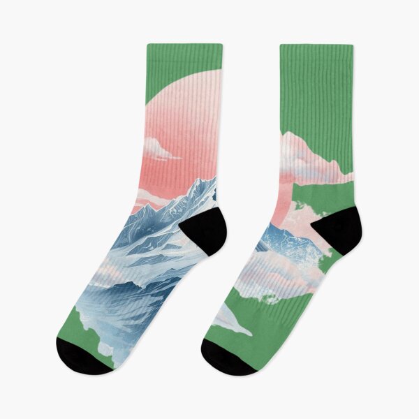 Item preview, Pastel Mountain Landscape – Dreamy Nature Illustration with Soft Clouds designed and sold by Art70shop.