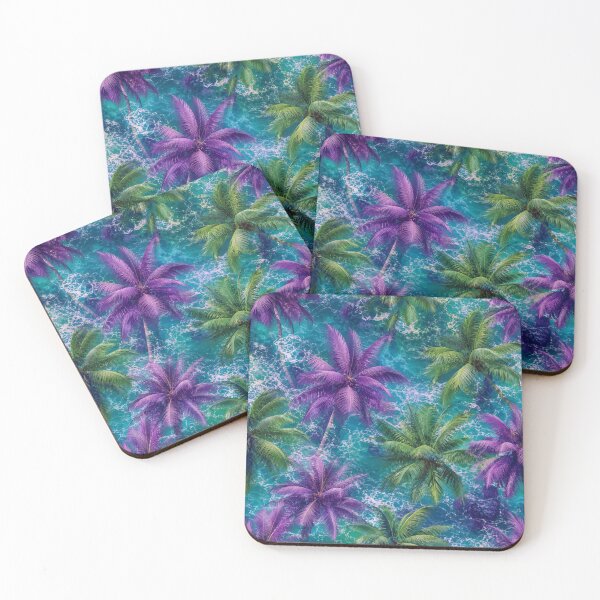 Item preview, Tropical Purple Pattern – Palm Trees & Turquoise Ocean designed and sold by AstraDrip Studio.