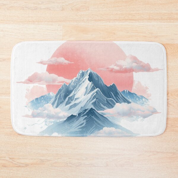 Aperçu de l'œuvre Pastel Mountain Landscape – Dreamy Nature Illustration with Soft Clouds créée et vendue par Art70shop.