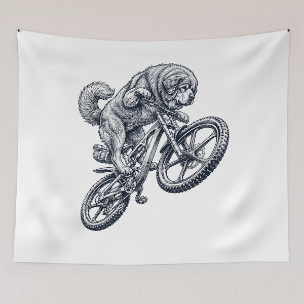 Item preview, Vintage Tibetan Mastiff Riding Bicycle Cycling Bike Dog Lover designed and sold by TerryConnells.