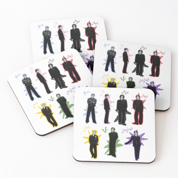 Item preview, BTS OT7 Members Dark Aesthetic Colorful Outlines designed and sold by Mooncreates7.