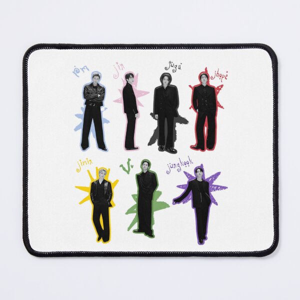 Item preview, BTS OT7 Members Dark Aesthetic Colorful Outlines designed and sold by Mooncreates7.