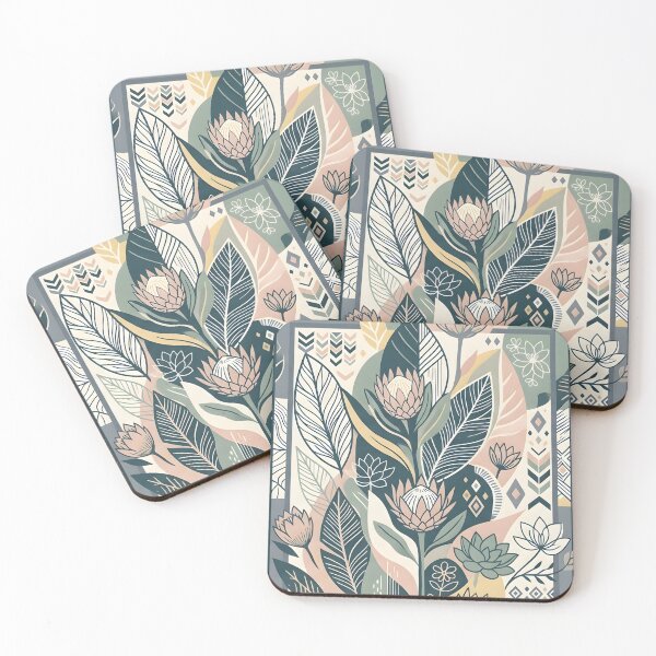 Item preview, Modern Botanical Art Nouveau Floral Pattern in Sage Green and Dusty Rose designed and sold by GreatPeopleMind.