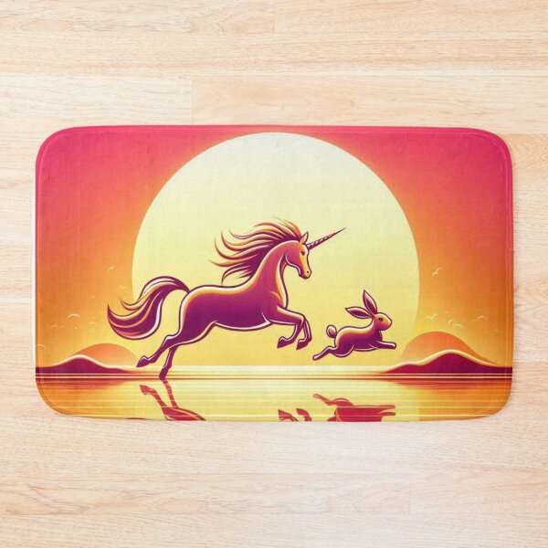 Item preview, Unicorn and Rabbit – Magical Fantasy Sunset Design designed and sold by Dogandesighn.