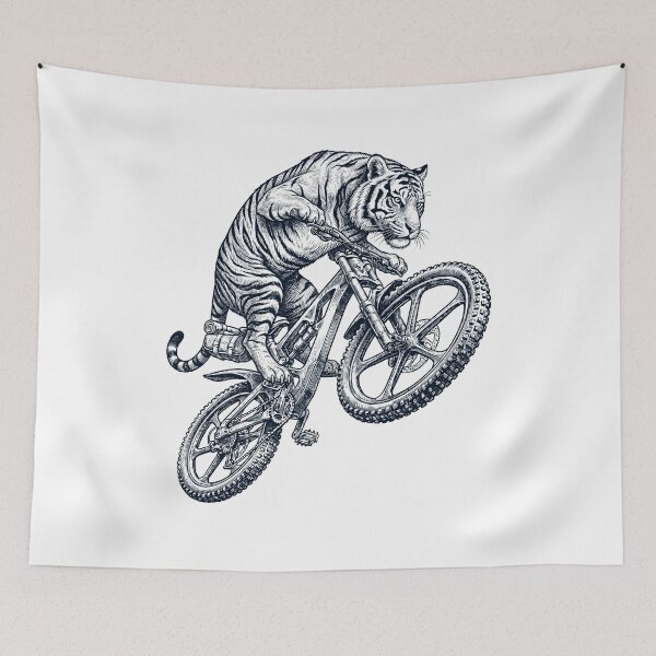 Item preview, Vintage Tiger Riding Bicycle Cycling Bike Animal Lover designed and sold by TerryConnells.